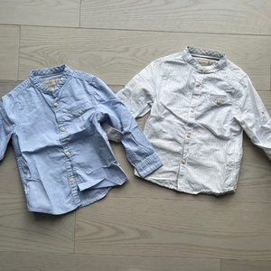 Zara Set of 2 Lot Boy's Long Sleeve Button Dress Shirts Various Sizes 3-4 yrs